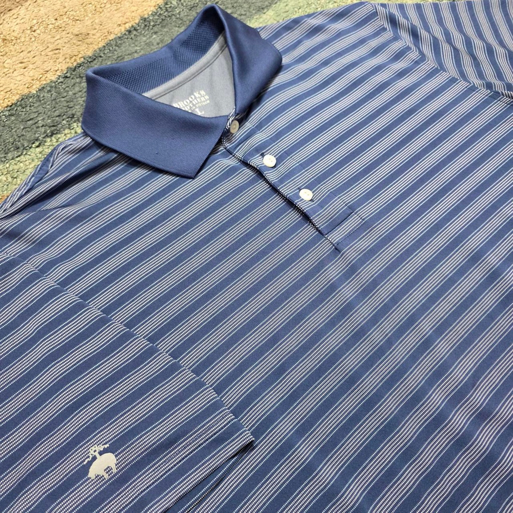 Brooks Brothers Golf Polo Wicking Athletic Striped Short Sleeve Mens Sz Large